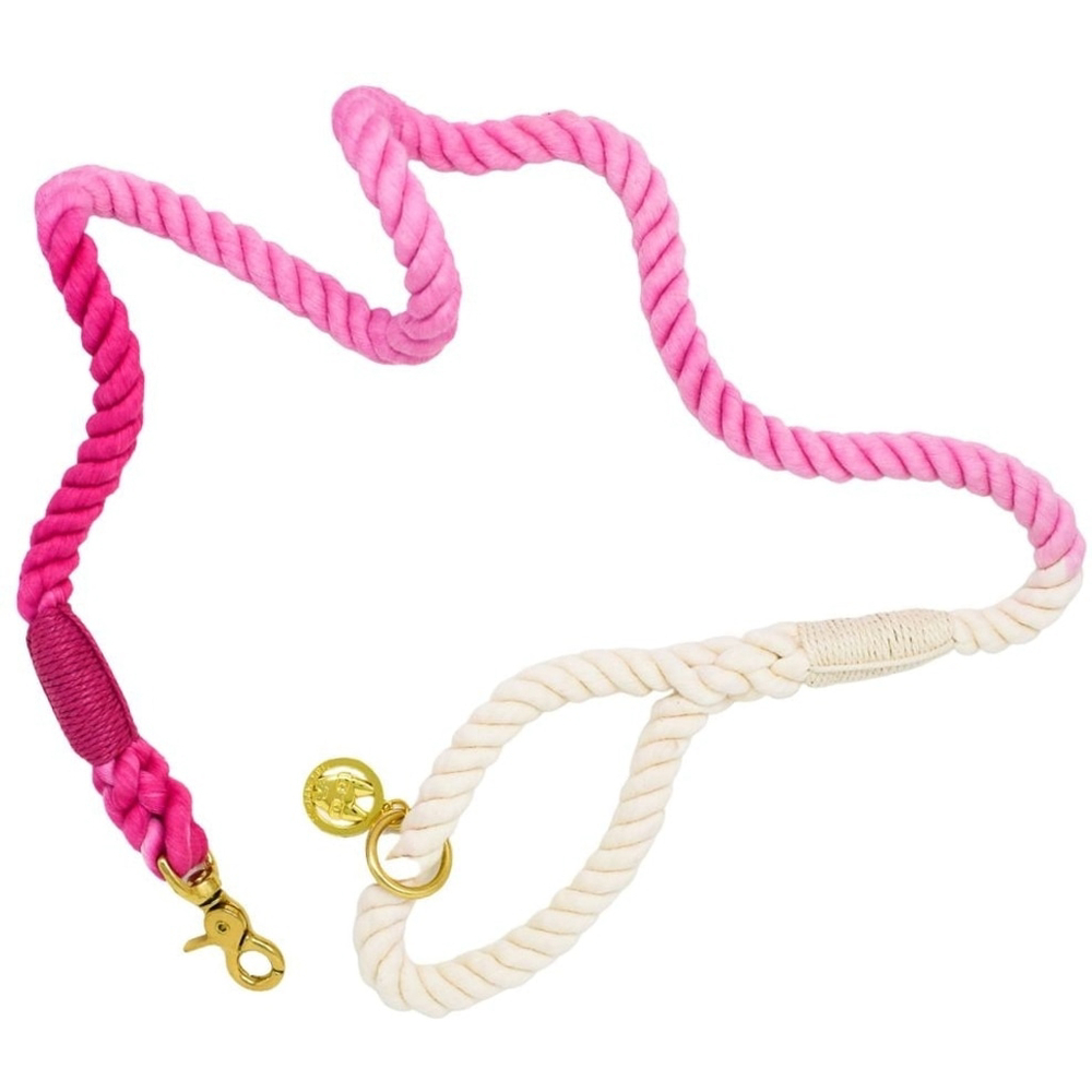 Pink Papyrus Cotton Rope Dog Leash, Pink Ombre, 4-ft long, 1/2-in wide